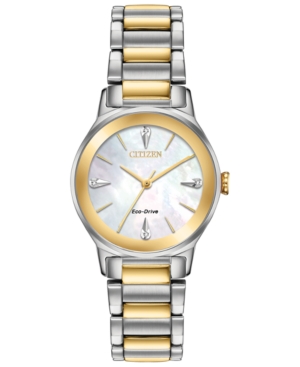 image of Citizen Eco-Drive Women-s Axiom Two-Tone Stainless Steel Bracelet Watch 28mm