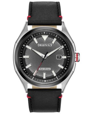 Citizen - Men's WDR Black Leather Strap Watch 41mm