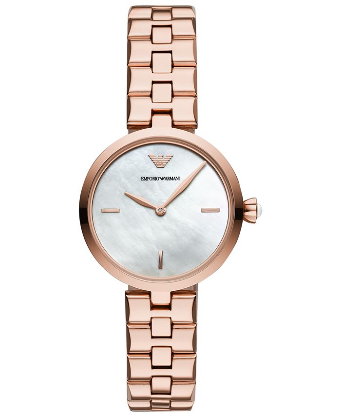 Emporio Armani Women's Rose Gold-Tone Stainless Steel Bracelet Watch ...