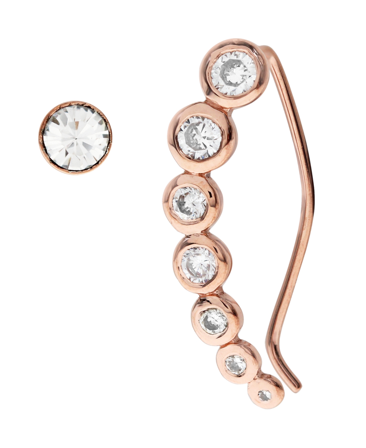 Bodifine Rose Gold Plated Sterling Silver Ear Climber and Stud Set - Rose Gold