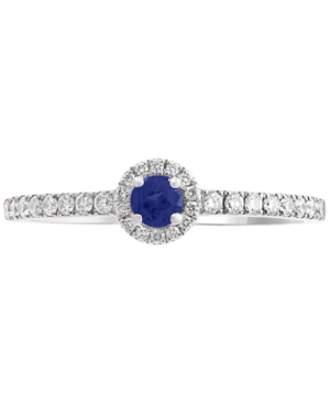 image of Effy Sapphire (1/8 ct. t.w.) & Diamond (1/5 ct. t.w.) Ring in 14k White Gold