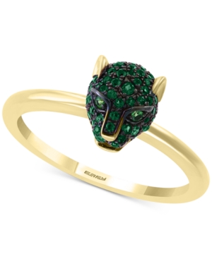image of Effy Emerald (1/4 ct. t.w.) and Tsavorite Accent Panther Ring in 14k Gold