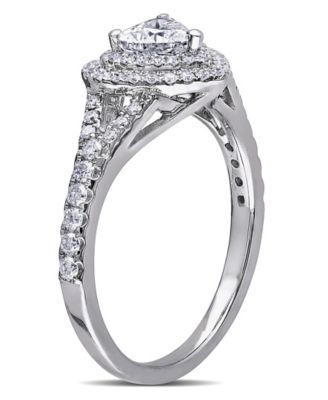 Certified Diamond (1 ct. t.w.) Heart-Shape Double Halo Engagement Ring in 14k White Gold