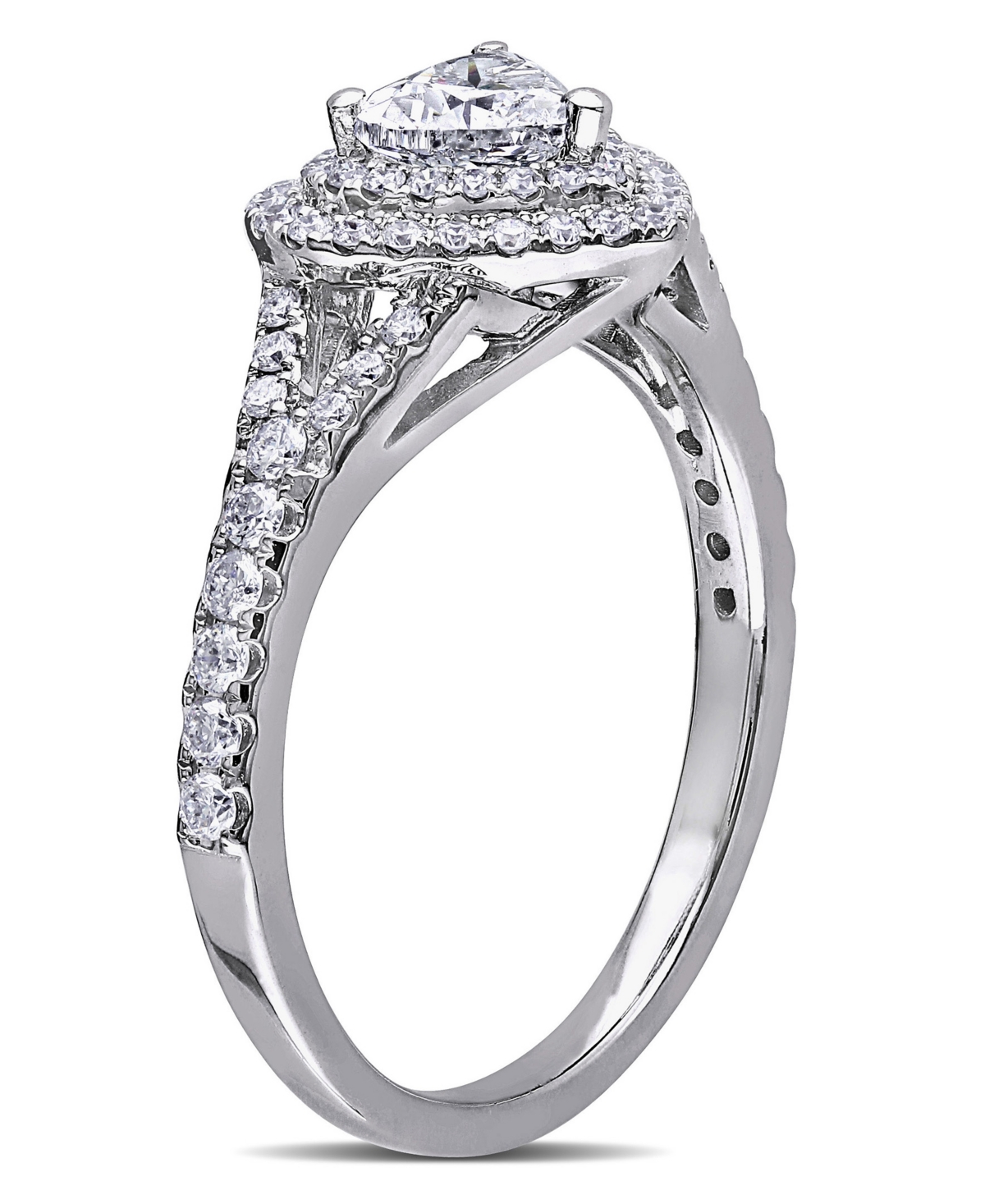 Certified Diamond (1 ct. t.w.) Heart-Shape Double Halo Engagement Ring in 14k- White Gold
