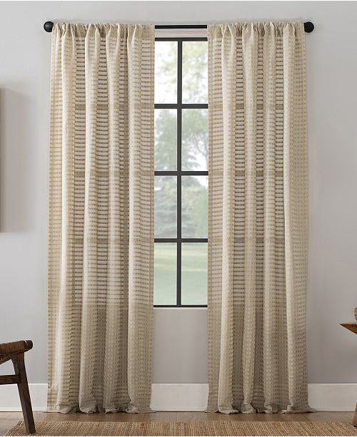 Clean Window Modern Check Pattern Anti Dust Curtain Panel 52 X