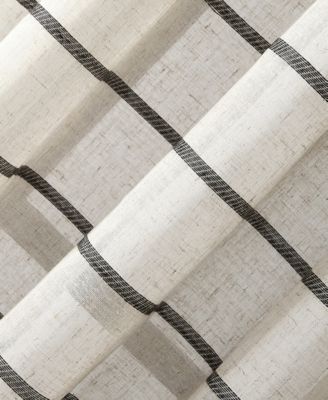 Twill Stripe Anti-Dust Linen Blend Sheer Curtain Panel