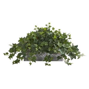 Nearly Natural Puff Ivy Artificial Plant In Stone Planter In Red