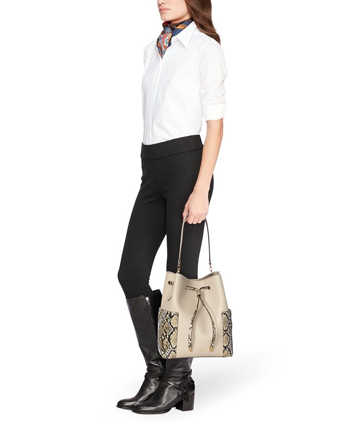 Lauren Ralph Lauren Dryden Debby Python-Embossed Drawstring Bag - Macy's