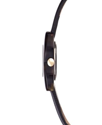 Lola Rose Orla Kiely Watch, Black Leather Strap With Buckle Closure