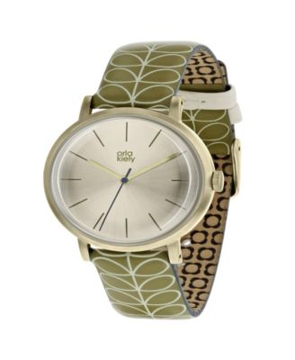 Lola Rose Orla Kiely Watch, Green Leather Strap With Buckle Closure