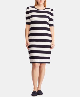Lauren Ralph Lauren Plus Size Striped Puff-Sleeve Dress