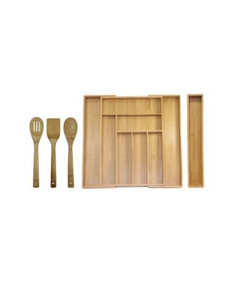 5-Piece Bamboo Expandable Drawer Utensil Organizer Set