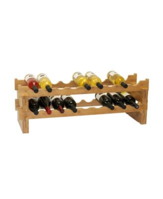 18-Bottle Stackable Bamboo Wine Rack