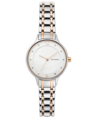 Skagen - Women's Anita Two-tone Stainless Steel Rose Gold-Tone Stainless Steel Bracelet Watch 30mm