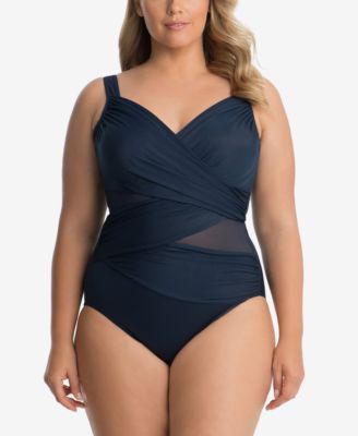 Miraclesuit - Plus Size Mesh-Inset One-Piece Swimsuit