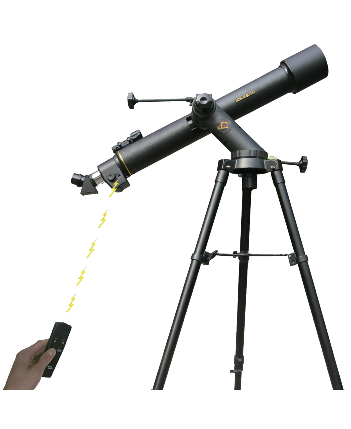 Shop Cosmo Brands Cassini 800mm X 72mm Land, Sky Tracker Telescope With Electronic Focus Remote In Black