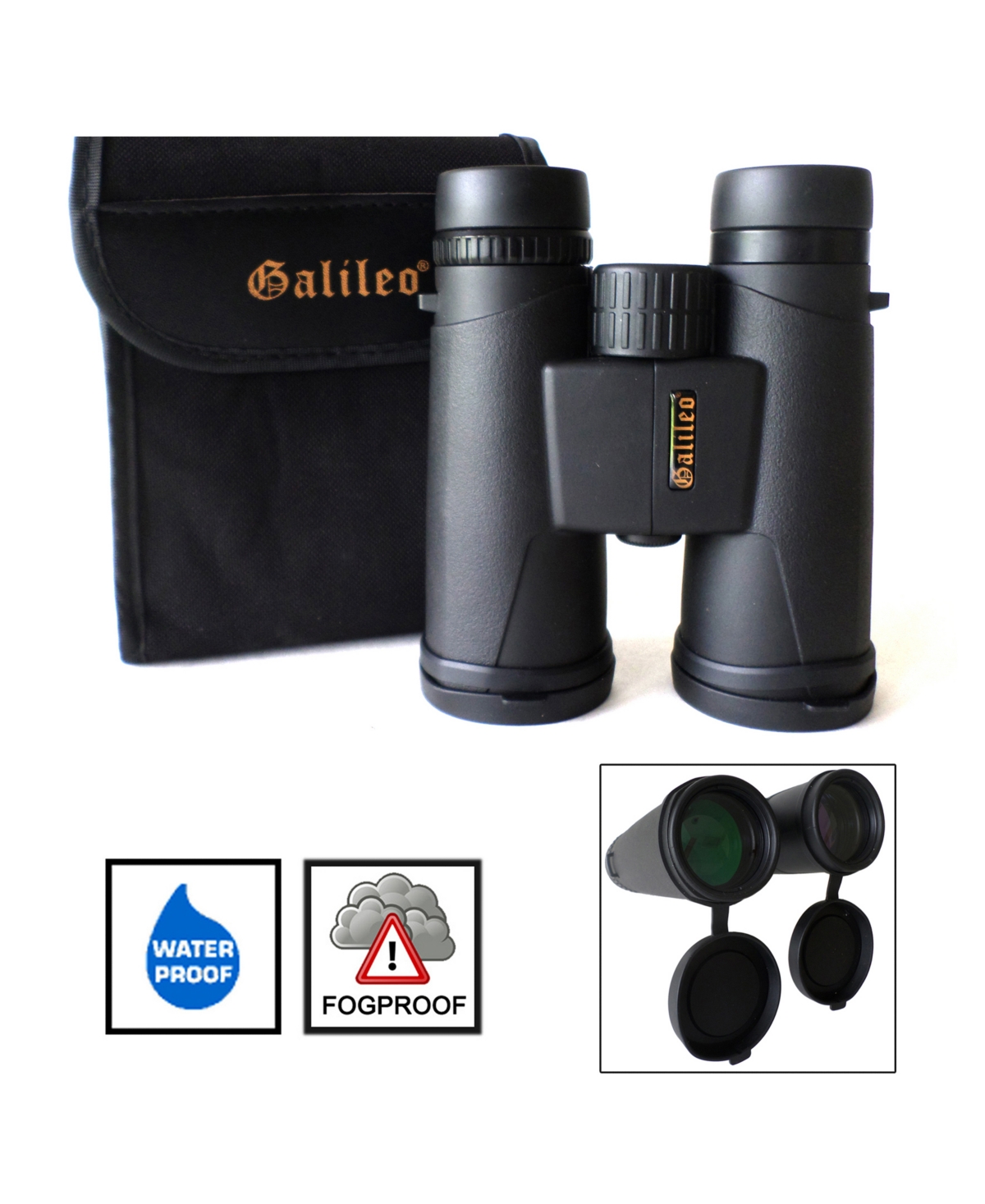 Galileo 10 Power Nitrogen Purged Fog And Waterproof Binoculars And 42mm Prisms In Black