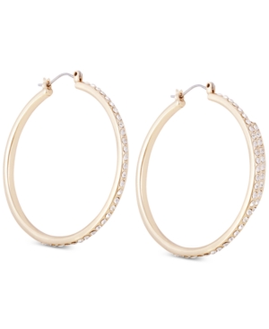 image of Guess Gold-Tone Crystal Large Medium Hoop Earrings