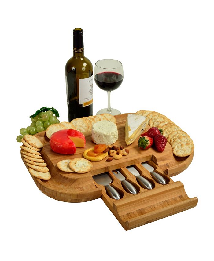 Picnic At Ascot Malvern Deluxe Bamboo Cheese Board with Cracker Rim and