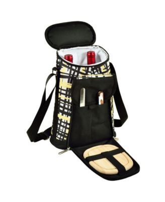 - 2 Bottle Wine Cooler Tote with Cheese Board, Knife, Corkscrew