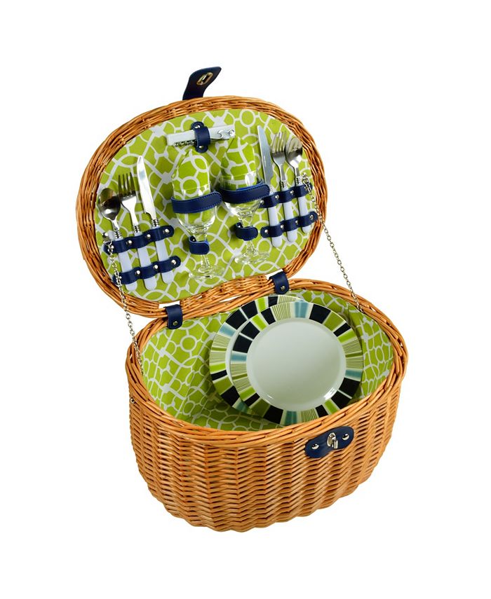 Picnic At Ascot Ramble Willow Picnic Basket with Service for 2 Print