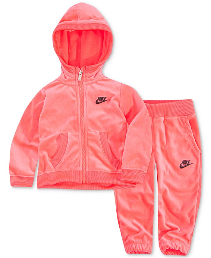 Nike Baby Girls 2-Pc. Velour Hoodie & Jogger Pants Set - Macy's