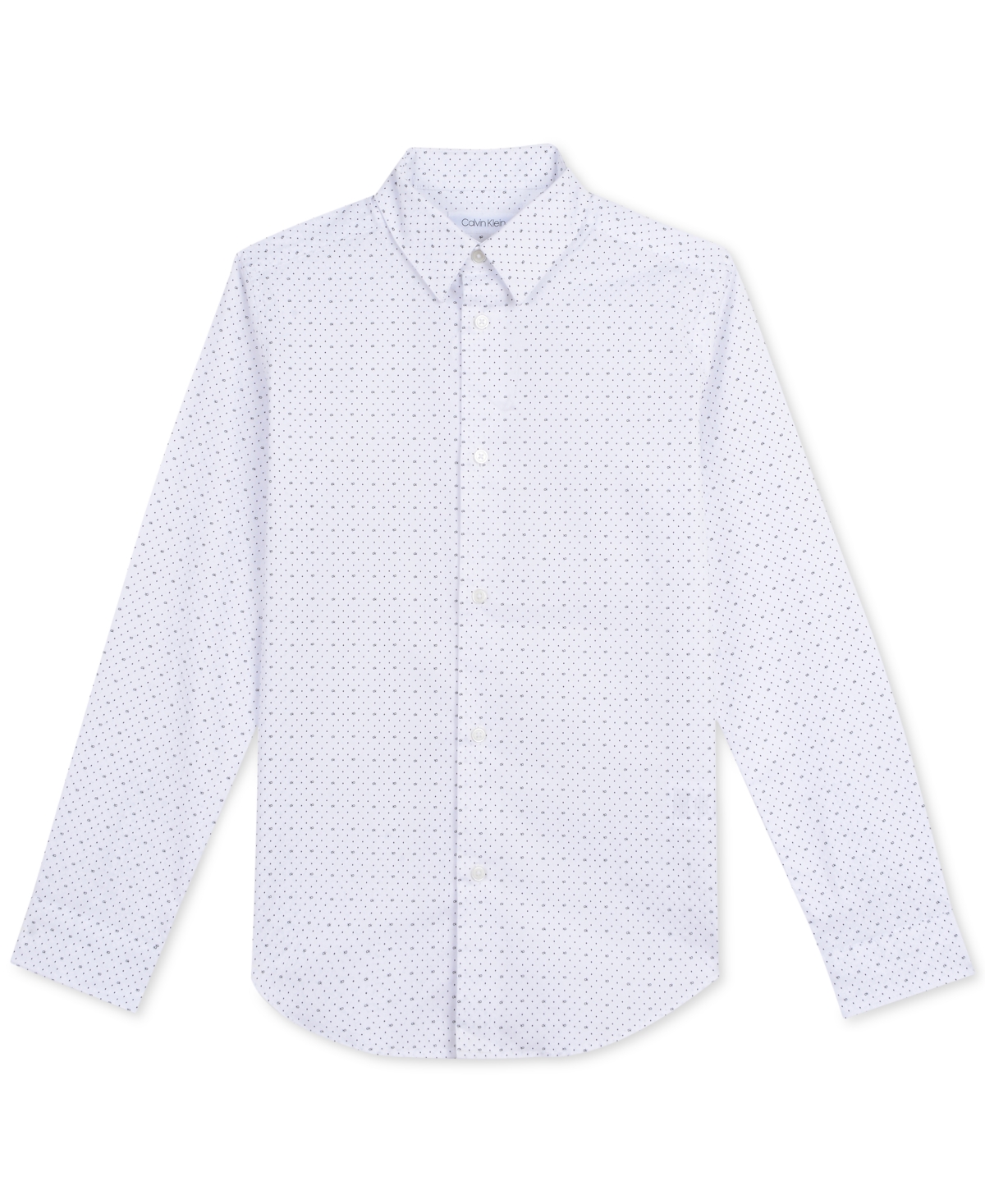 Calvin Klein Big Boys Slim-Fit Stretch Logo Dot-Print Dress Shirt