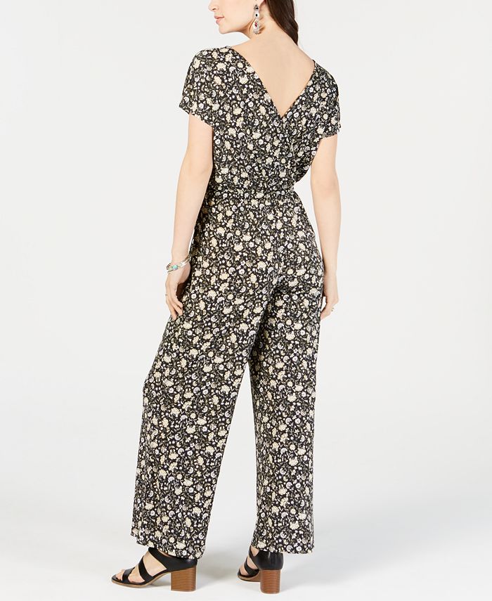 Style & Co Petite Printed V-Neck Jumpsuit, Created for Macy's - Macy's