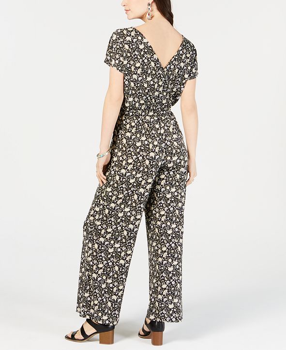 Style & Co Petite Printed V-Neck Jumpsuit, Created for Macy's & Reviews ...