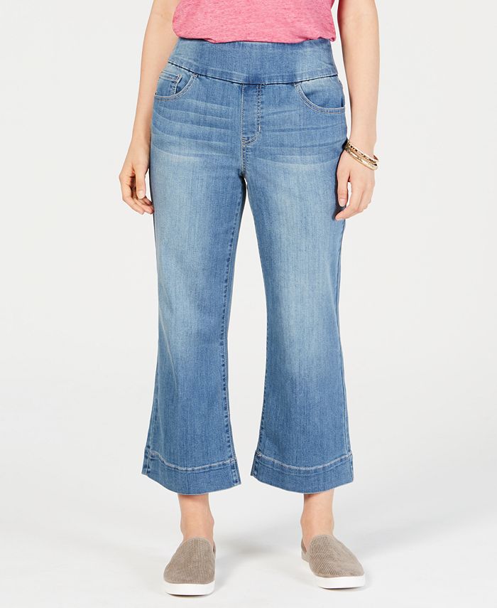 Style & Co Petite Pull-On Wide-Leg Capri Jeans, Created for Macy's - Macy's