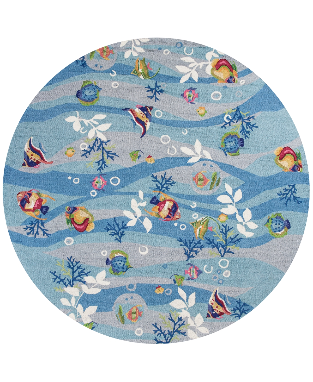 Kas Sonesta Tropical Fish 2011 Blue 7'6in Round Area Rug - Blue