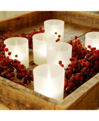 Lumabase Set of 6 Flickering Warm White LED Lights in Frosted Votive Holders Cups