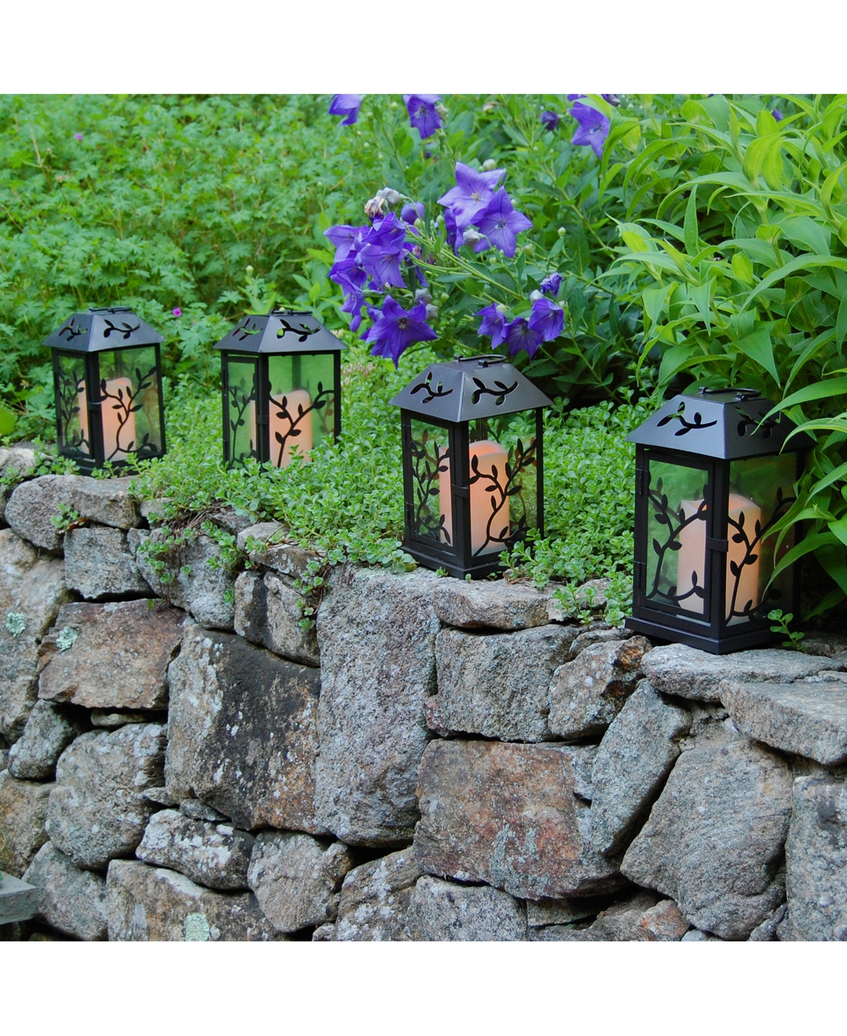 Lumabase Warm Black Vine Metal Lantern with Led Candle