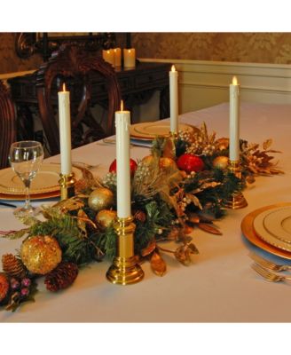 Lumabase Set of 2 Battery Operated LED Taper Candles with Moving Flame and Holders