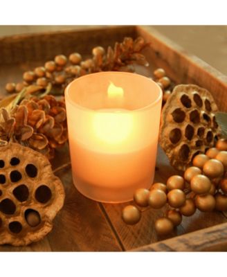 Lumabase Set of 2 Frosted Glass Flickering LED Candles