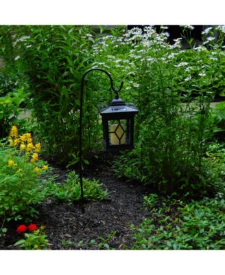 Lumabase Black Solar Lantern and Metal Shepherd's Hook