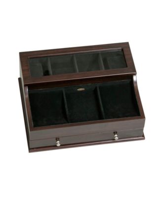 Hampden Men's Glass Top Wooden Dresser Top Valet