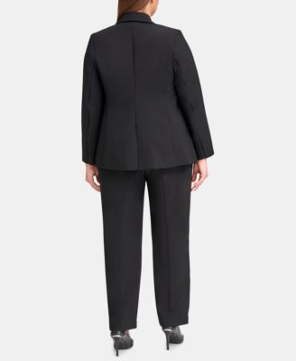 Plus Size One-Button Jacket & Straight-Leg Pants