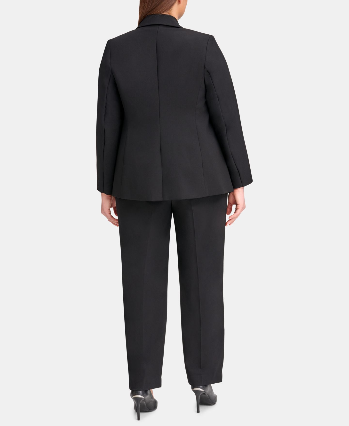 Женские комплекты Calvin Klein Plus Size One-Button Jacket & Straight-Leg Pants, цвет: Чёрный — фото 3