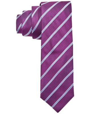 Hugo Boss - Men's Purple Stripe Slim Silk Tie