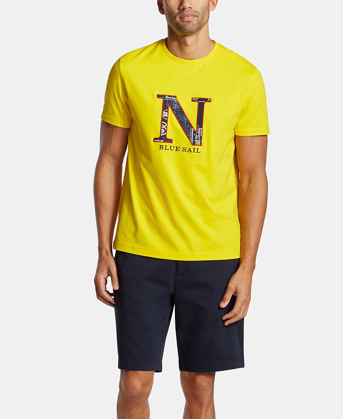Nautica Nautica Men's Blue Sail Icon Embroidered Logo Graphic T-Shirt ...