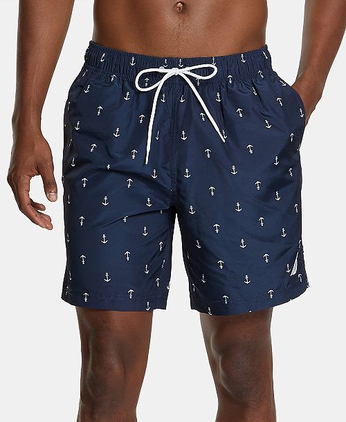 alfani Nautica Men's Quick-Dry Anchor-Print 8" Swim Trunks Men's Fashion & Accessories