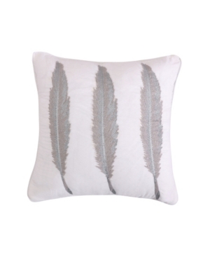 Levtex Mirage Silver Feathers Decorative Pillow, 18" X 18"