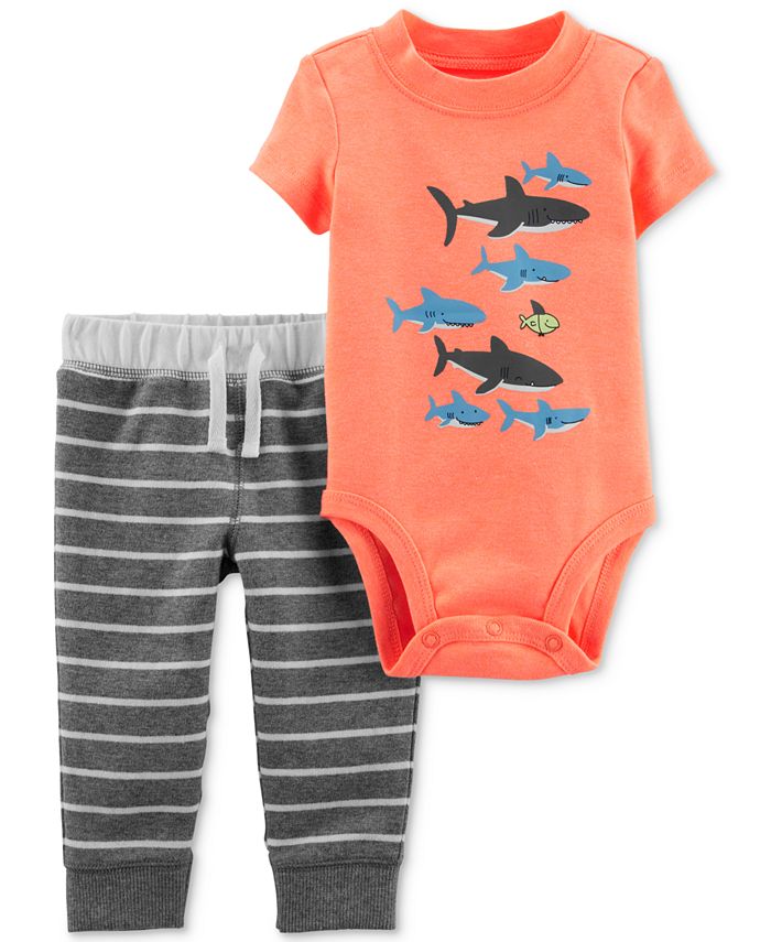 Carter's Baby Boys 2-Pc. Shark Bodysuit & Striped Pants Set - Macy's