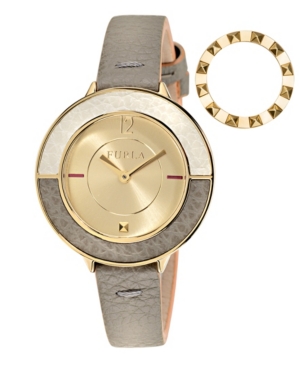 image of Furla Women-s Club Gold Dial Calfskin Leather Watch