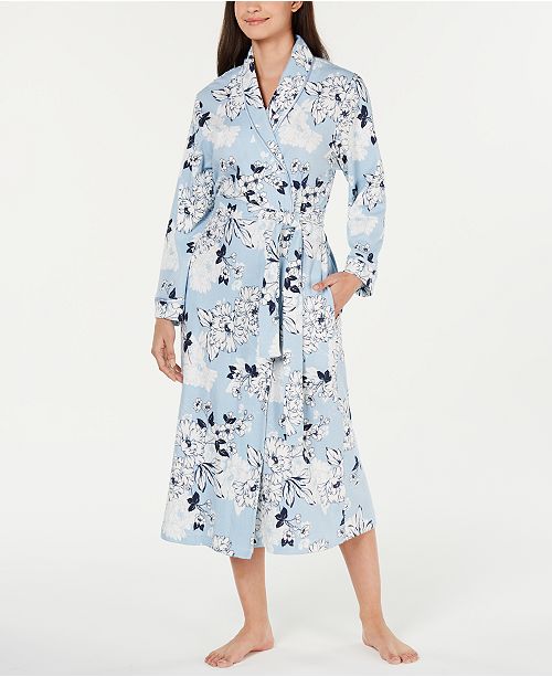 Charter Club Printed Soft Knit Cotton Long Robe Created For