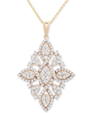 image of Wrapped in Love Diamond (1 ct. t.w.) Geometric Pendant Necklace in 14k Gold, 16