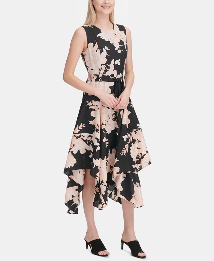 Calvin Klein Floral Handkerchief-Hem Midi Dress & Reviews - Dresses - Women  - Macy's