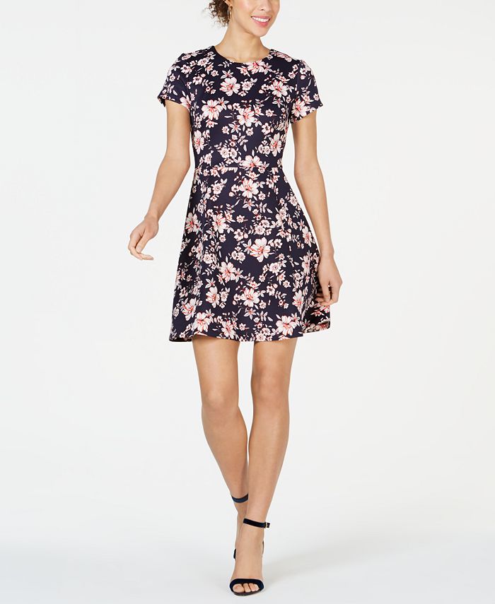 Vince Camuto Floral-Print Fit & Flare Dress - Macy's