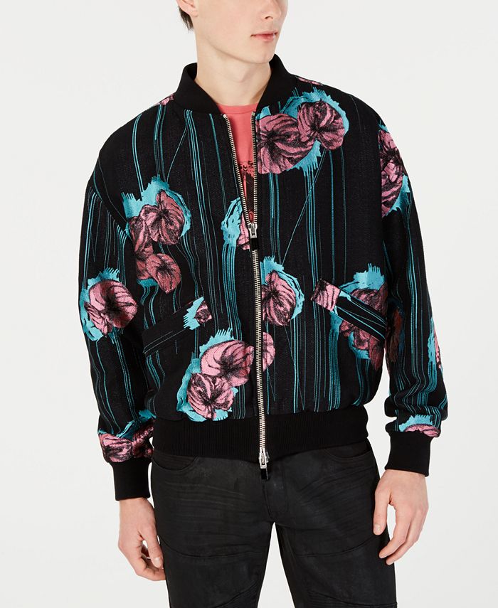 Just Cavalli Men's Floral Embroidered Bomber Jacket & Reviews - Coats ...
